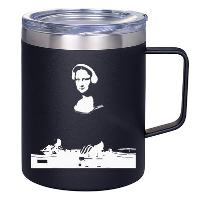 Mona Lisa Dj Art Funny Edm Techno Rave Music 12oz Stainless Steel Coffee Mug