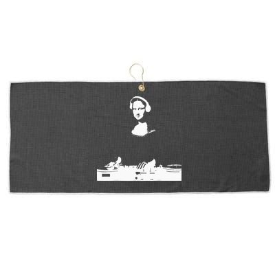 Mona Lisa Dj Art Funny Edm Techno Rave Music Large Microfiber Waffle Golf Towel