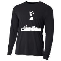 Mona Lisa Dj Art Funny Edm Techno Rave Music Cooling Performance Long Sleeve Crew