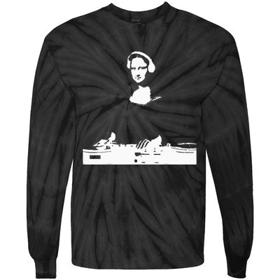 Mona Lisa Dj Art Funny Edm Techno Rave Music Tie-Dye Long Sleeve Shirt