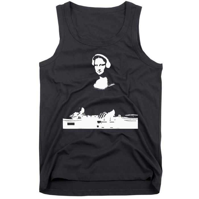 Mona Lisa Dj Art Funny Edm Techno Rave Music Tank Top