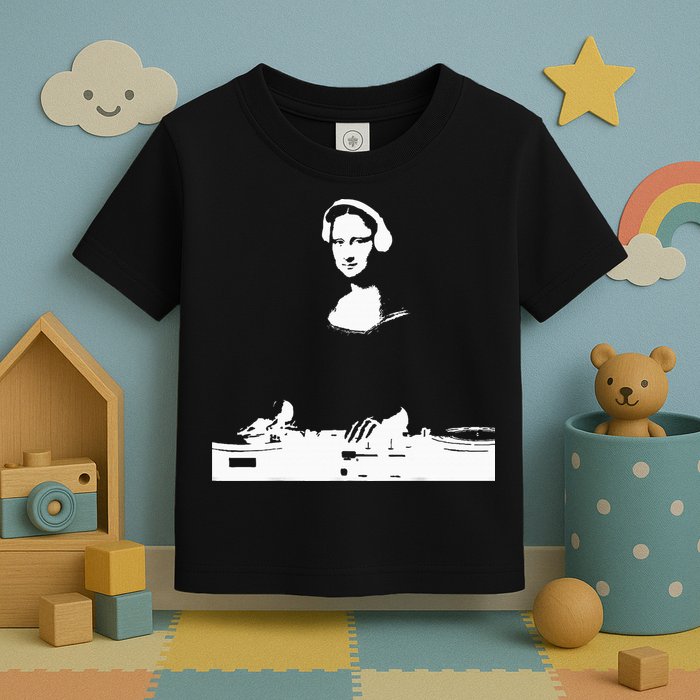 Mona Lisa Dj Art Funny Edm Techno Rave Music Toddler T-Shirt