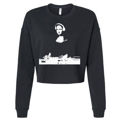 Mona Lisa Dj Art Funny Edm Techno Rave Music Cropped Pullover Crew