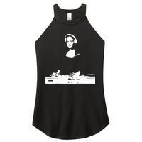 Mona Lisa Dj Art Funny Edm Techno Rave Music Women's Perfect Tri Rocker Tank