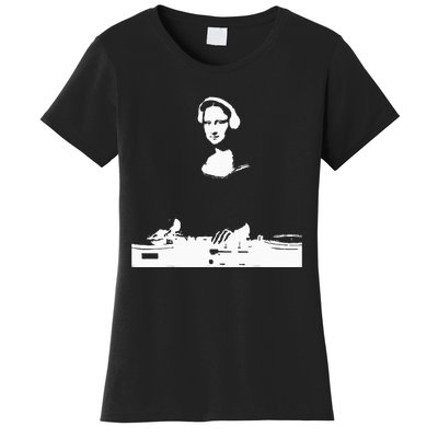 Mona Lisa Dj Art Funny Edm Techno Rave Music Women's T-Shirt