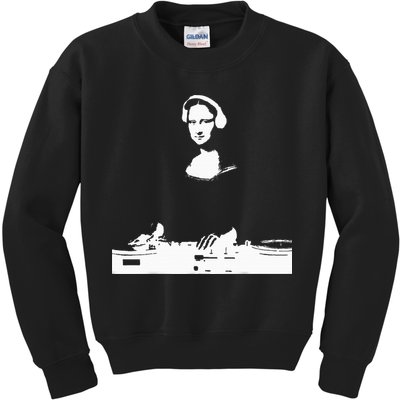 Mona Lisa Dj Art Funny Edm Techno Rave Music Kids Sweatshirt