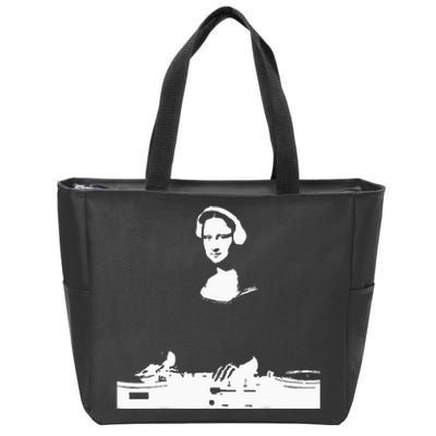 Mona Lisa Dj Art Funny Edm Techno Rave Music Zip Tote Bag