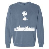 Mona Lisa Dj Art Funny Edm Techno Rave Music Garment-Dyed Sweatshirt