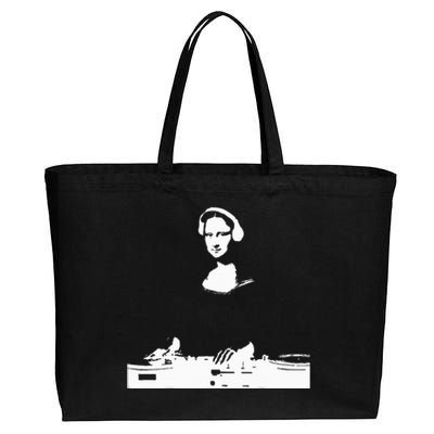 Mona Lisa Dj Art Funny Edm Techno Rave Music Cotton Canvas Jumbo Tote