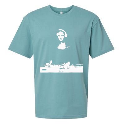 Mona Lisa Dj Art Funny Edm Techno Rave Music Sueded Cloud Jersey T-Shirt