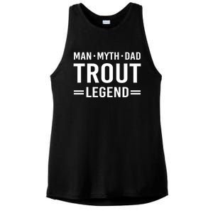 Myth Legend Dad Trout Fishing Gift Ladies PosiCharge Tri-Blend Wicking Tank