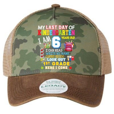 My Last Day Of Kindergarten 1st Grade Here I Come So Long Legacy Tie Dye Trucker Hat