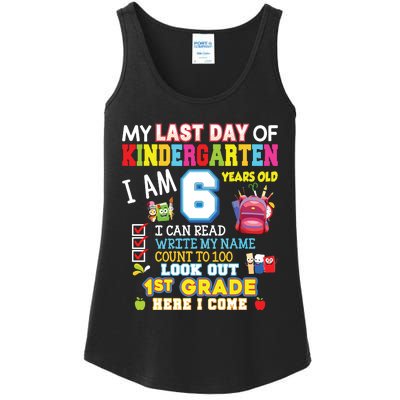 My Last Day Of Kindergarten 1st Grade Here I Come So Long Ladies Essential Tank