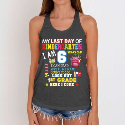 My Last Day Of Kindergarten 1st Grade Here I Come So Long Women's Knotted Racerback Tank