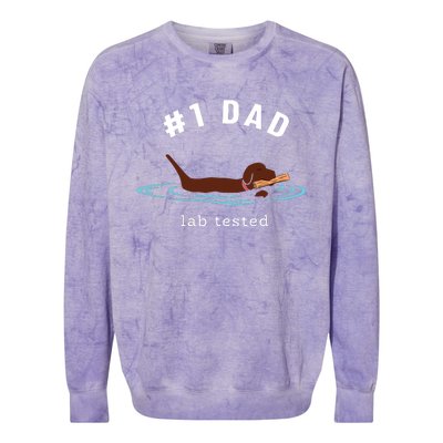 Men Lab Dad Chocolate Labrador Retriever Dog 1 Dad Colorblast Crewneck Sweatshirt