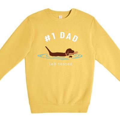 Men Lab Dad Chocolate Labrador Retriever Dog 1 Dad Premium Crewneck Sweatshirt