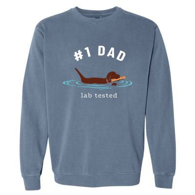 Men Lab Dad Chocolate Labrador Retriever Dog 1 Dad Garment-Dyed Sweatshirt