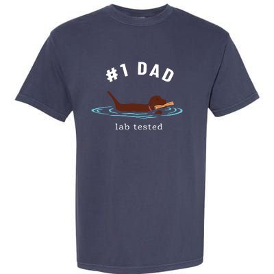 Men Lab Dad Chocolate Labrador Retriever Dog 1 Dad Garment-Dyed Heavyweight T-Shirt