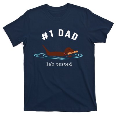 Men Lab Dad Chocolate Labrador Retriever Dog 1 Dad T-Shirt