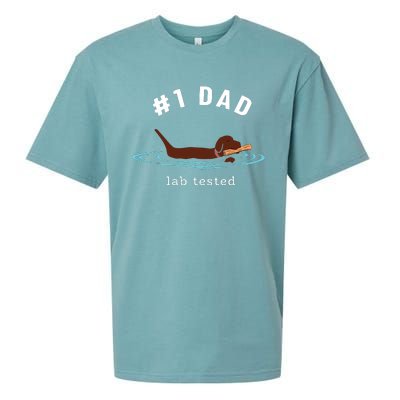 Men Lab Dad Chocolate Labrador Retriever Dog 1 Dad Sueded Cloud Jersey T-Shirt