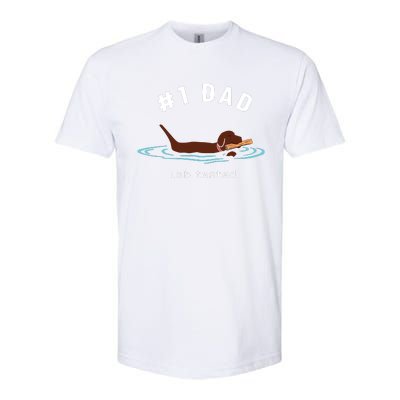 Men Lab Dad Chocolate Labrador Retriever Dog 1 Dad Softstyle CVC T-Shirt