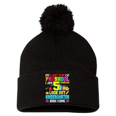 My Last Day Of Preschool Graduation Kindergarten Here I Come Pom Pom 12in Knit Beanie