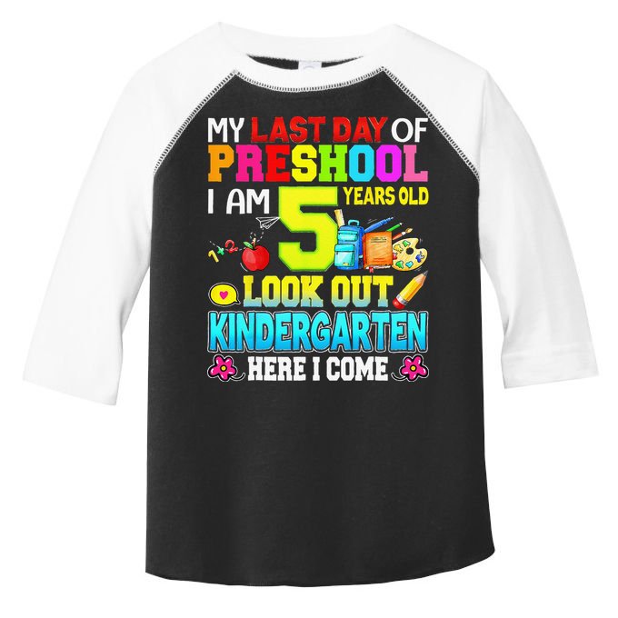 My Last Day Of Preschool Graduation Kindergarten Here I Come Toddler Fine Jersey T-Shirt