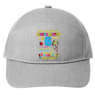 My Last Day Of Kindergarten 1st Grade Here I Come So Long  7-Panel Snapback Hat