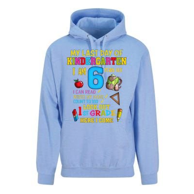 My Last Day Of Kindergarten 1st Grade Here I Come So Long  Unisex Surf Hoodie