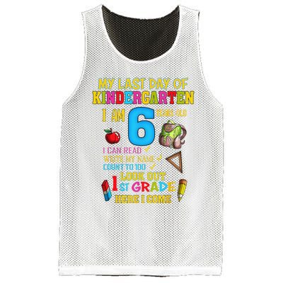 My Last Day Of Kindergarten 1st Grade Here I Come So Long  Mesh Reversible Basketball Jersey Tank