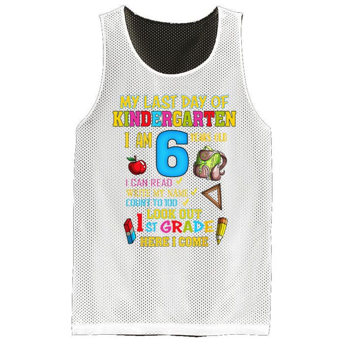 My Last Day Of Kindergarten 1st Grade Here I Come So Long  Mesh Reversible Basketball Jersey Tank