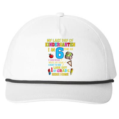 My Last Day Of Kindergarten 1st Grade Here I Come So Long  Snapback Five-Panel Rope Hat