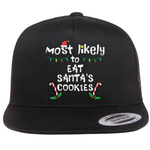 Most Likely Eat Santas Cookie Christmas Xmas Family Matching Flat Bill Trucker Hat