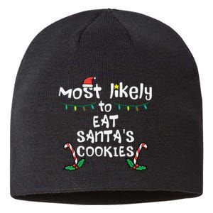 Most Likely Eat Santas Cookie Christmas Xmas Family Matching Sustainable Beanie