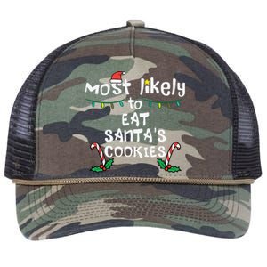 Most Likely Eat Santas Cookie Christmas Xmas Family Matching Retro Rope Trucker Hat Cap