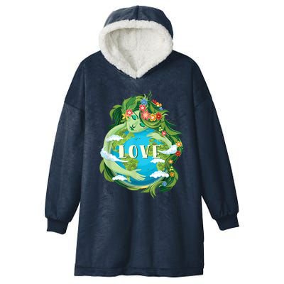 Mother Love Earth Day Save Our Planet Environt Green Great Gift Hooded Wearable Blanket