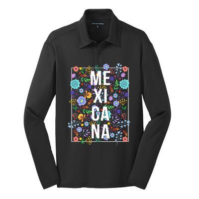 Mexicana Latina Flowers Mexican Girl Mexico Silk Touch Performance Long Sleeve Polo