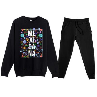 Mexicana Latina Flowers Mexican Girl Mexico Premium Crewneck Sweatsuit Set