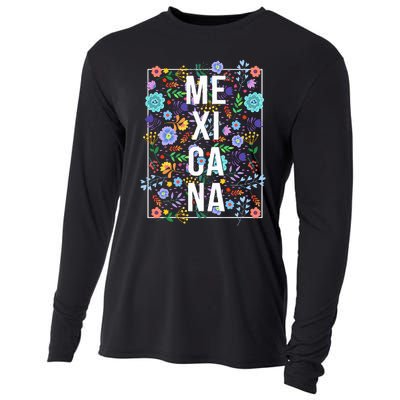 Mexicana Latina Flowers Mexican Girl Mexico Cooling Performance Long Sleeve Crew