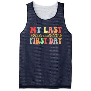 My Last First Day Retired 2025 Funny Teacher Back To School Mesh Reversible Basketball Jersey Tank