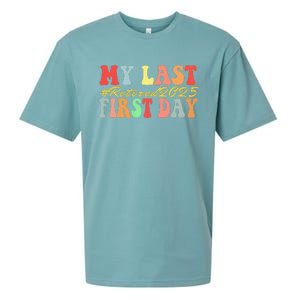 My Last First Day Retired 2025 Funny Teacher Back To School Sueded Cloud Jersey T-Shirt