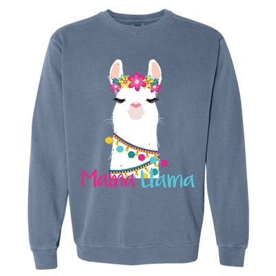 Mama Llama Funny Mothers Day Women Mom Birthday Garment-Dyed Sweatshirt