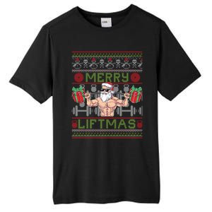 Merry Liftmas Fitness Xmas Santa Ugly Christmas Bodybuilder Gift Tall Fusion ChromaSoft Performance T-Shirt