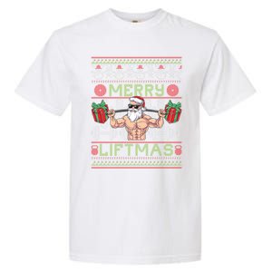 Merry Liftmas Fitness Xmas Santa Ugly Christmas Bodybuilder Gift Garment-Dyed Heavyweight T-Shirt