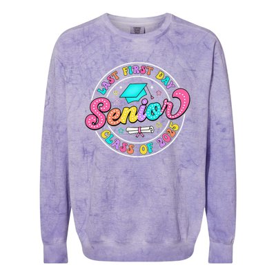 My Last First Day Senior Class Of 2025 Back To School Gift Colorblast Crewneck Sweatshirt