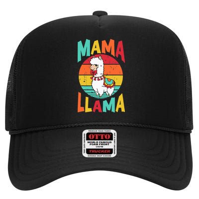 Mama Llama Funny Mother's Day Mom lover High Crown Mesh Back Trucker Hat