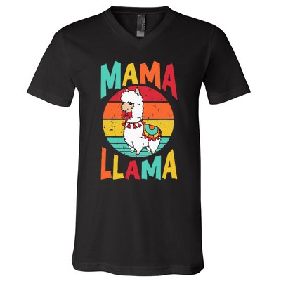 Mama Llama Funny Mother's Day Mom lover V-Neck T-Shirt