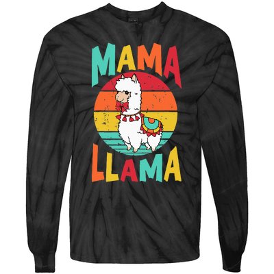 Mama Llama Funny Mother's Day Mom lover Tie-Dye Long Sleeve Shirt