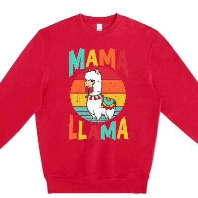 Mama Llama Funny Mother's Day Mom lover Premium Crewneck Sweatshirt