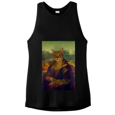 Meowing Lisa Funny Cat Cat Art Cat Lover Cat Owner Ladies PosiCharge Tri-Blend Wicking Tank